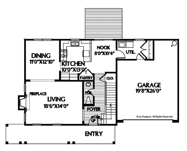 Architectural House Design - Country Floor Plan - Main Floor Plan #999-92