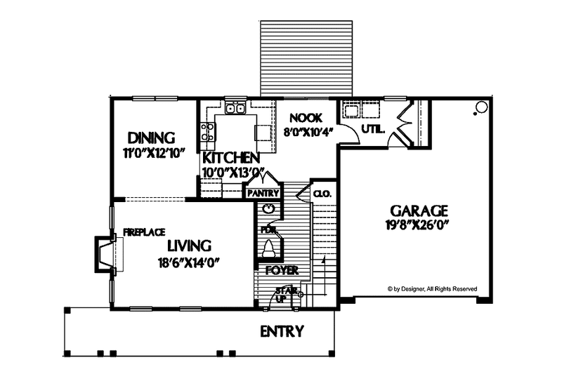 Home Plan - Floor Plan - Main Floor for Country House Plan #999-92 - 3 bed, 2.5 bath