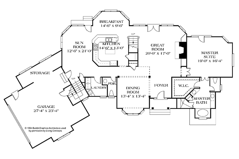 Architectural House Design - Floor Plan - Main Floor for Traditional House Plan #453-422 - 3 bed, 2.5 bath