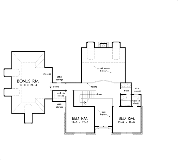 Architectural House Design - Colonial Floor Plan - Upper Floor Plan #929-571