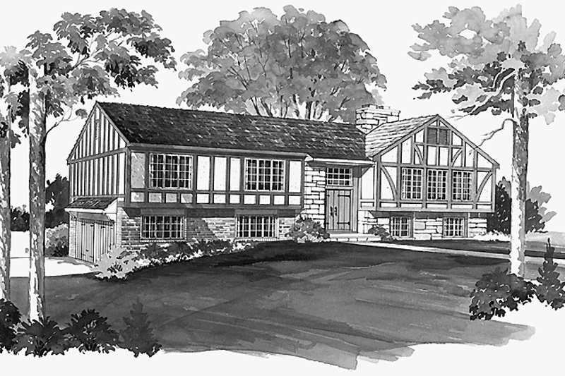 House Blueprint - Tudor Exterior - Front Elevation Plan #72-660