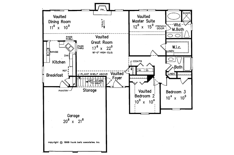Home Plan - Floor Plan - Main Floor for Ranch House Plan #927-710 - 3 bed, 2 bath