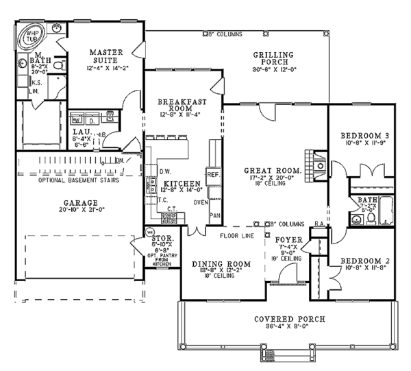 Architectural House Design - Country Floor Plan - Main Floor Plan #17-2772