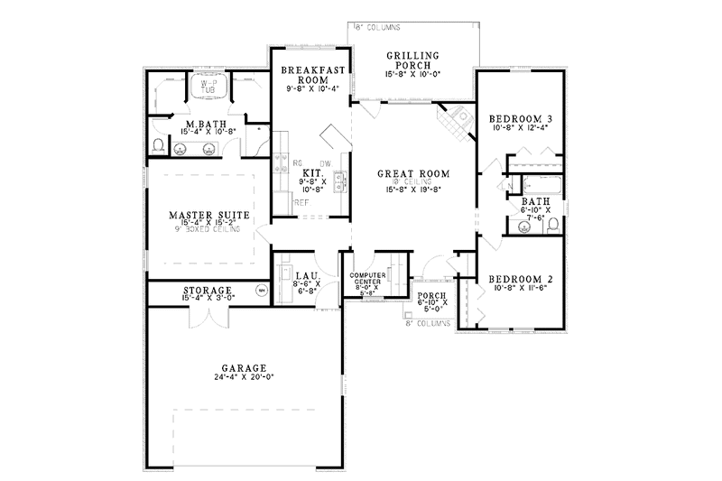 Home Plan - Floor Plan - Main Floor for Ranch House Plan #17-2841 - 3 bed, 2 bath