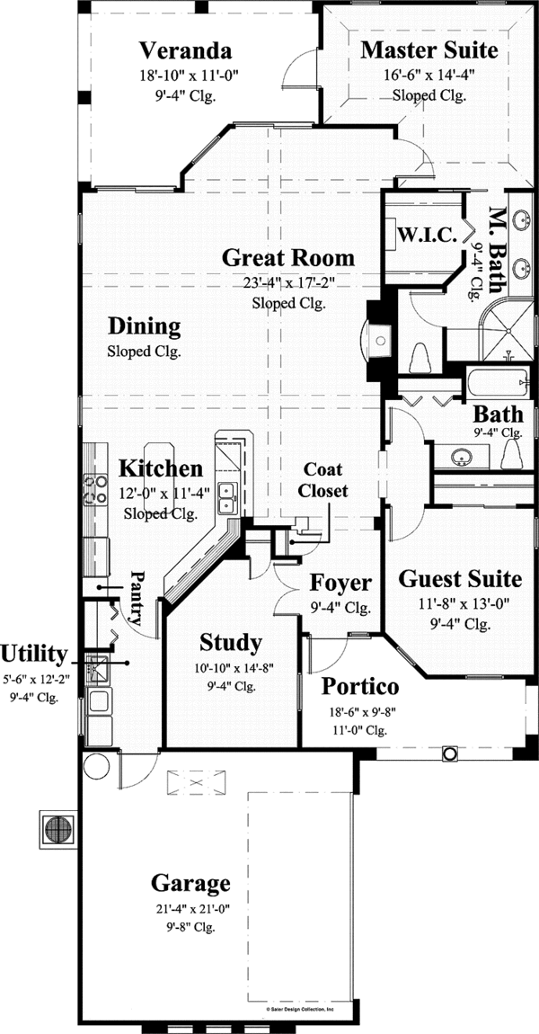 House Design - Mediterranean Floor Plan - Main Floor Plan #930-426