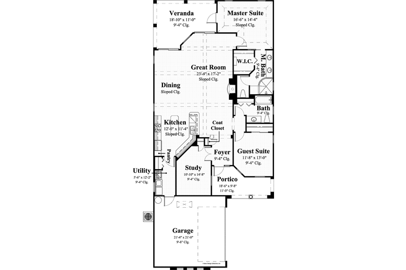 Home Plan - Floor Plan - Main Floor for Mediterranean House Plan #930-426 - 2 bed, 2 bath
