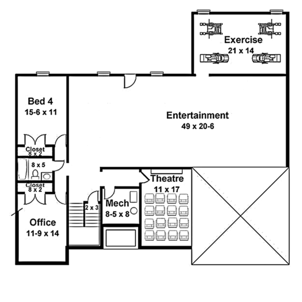 Home Plan - Colonial Floor Plan - Lower Floor Plan #119-415
