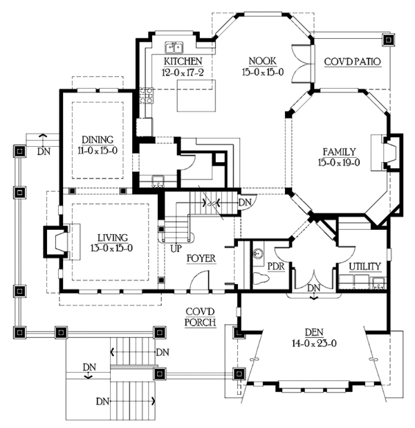 House Blueprint - Craftsman Floor Plan - Main Floor Plan #132-248