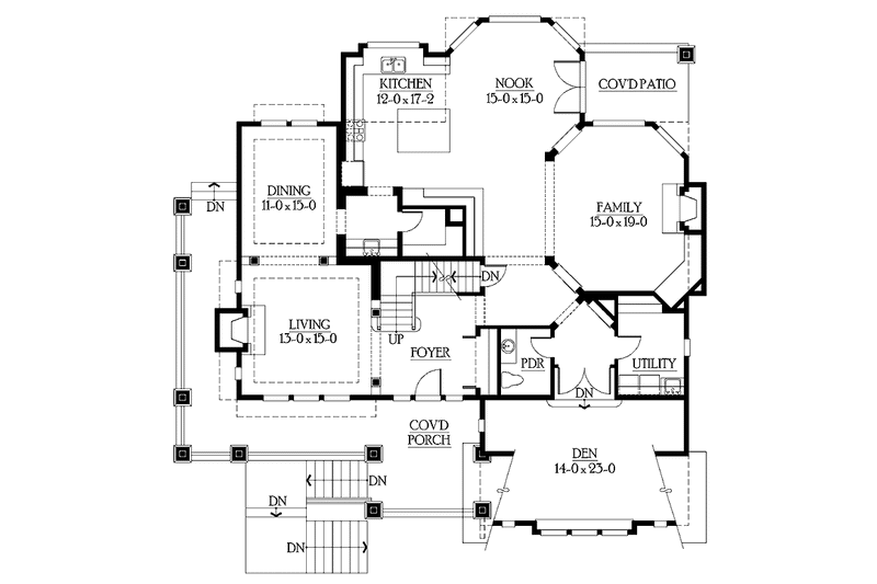 Home Plan - Floor Plan - Main Floor for Craftsman House Plan #132-248 - 4 bed, 2.5 bath