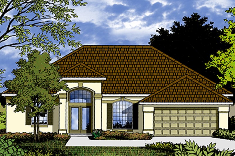 Home Plan - Exterior - Front Elevation 3 for Mediterranean House Plan #417-831 - 3 bed, 2 bath