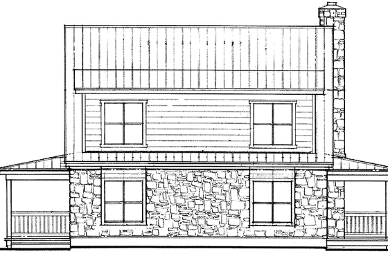 Exterior - Rear Elevation for Country House Plan #140-173 - 3 bed, 2 bath