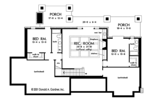 Floor Plan - Lower Floor for European House Plan #929-975 - 4 bed, 4.5 bath