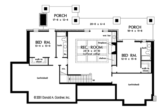 Floor Plan - Lower Floor for European House Plan #929-975 - 4 bed, 4.5 bath