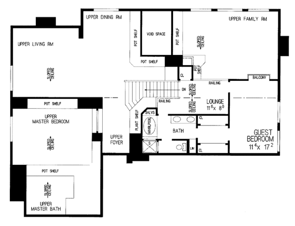 House Blueprint - Mediterranean Floor Plan - Upper Floor Plan #72-921