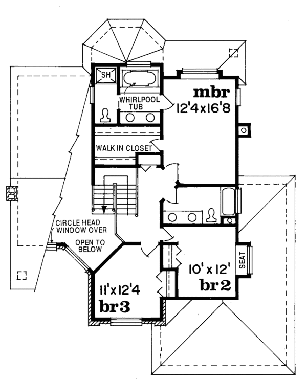 House Blueprint - Traditional Floor Plan - Upper Floor Plan #47-838