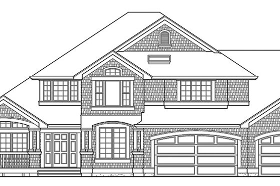 Exterior - Front Elevation 4 for Craftsman House Plan #132-412 - 4 bed, 2.5 bath