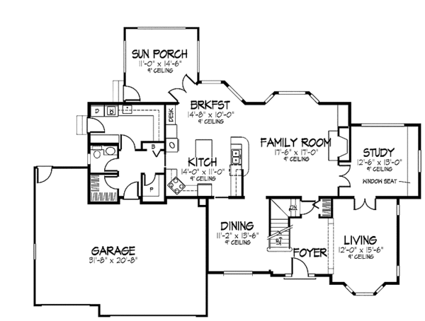 Dream House Plan - Traditional Floor Plan - Main Floor Plan #320-886