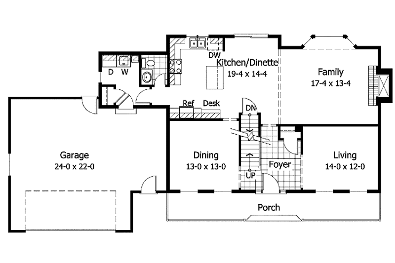 Home Plan - Floor Plan - Main Floor for Classical House Plan #51-719 - 3 bed, 2.5 bath
