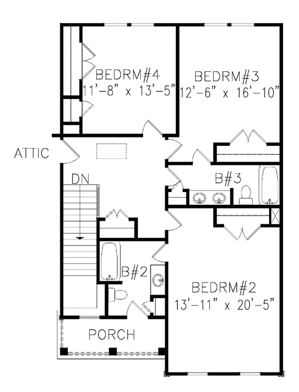 Architectural House Design - Victorian Floor Plan - Upper Floor Plan #54-325