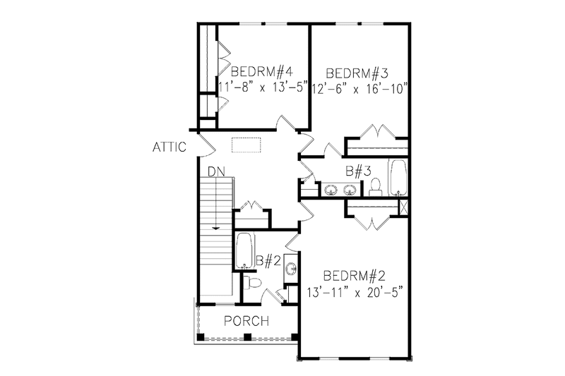 Home Plan - Floor Plan - Upper Floor for Victorian House Plan #54-325 - 4 bed, 3.5 bath