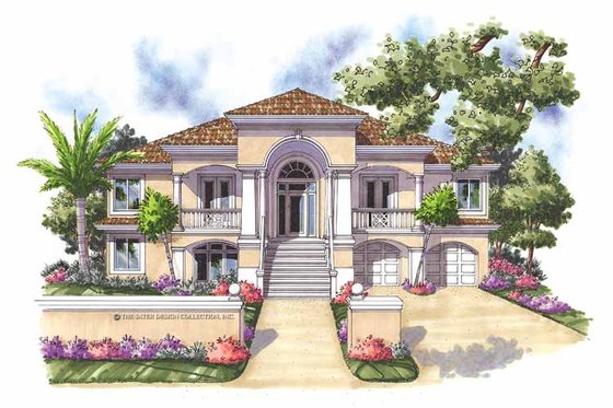 Exterior - Front Elevation 3 for Mediterranean House Plan #930-161 - 3 bed, 3 bath