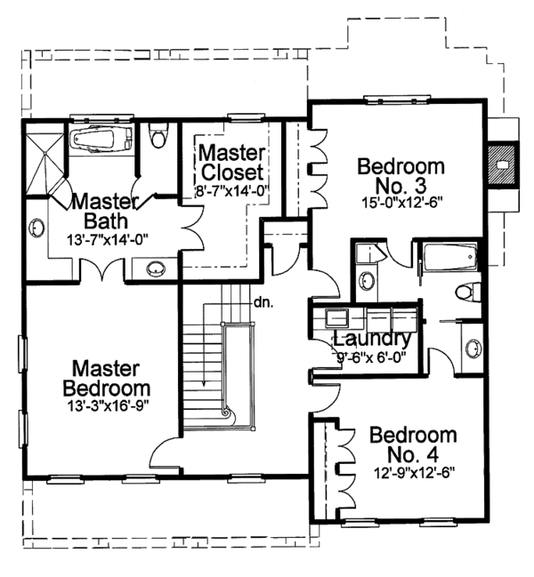 Architectural House Design - Colonial Floor Plan - Upper Floor Plan #429-202
