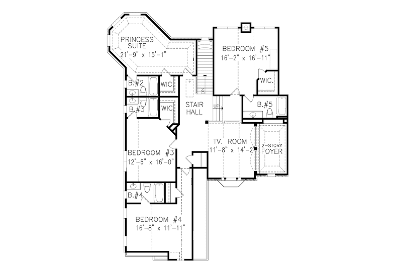 Home Plan - Floor Plan - Upper Floor for Traditional House Plan #54-300 - 3 bed, 5.5 bath