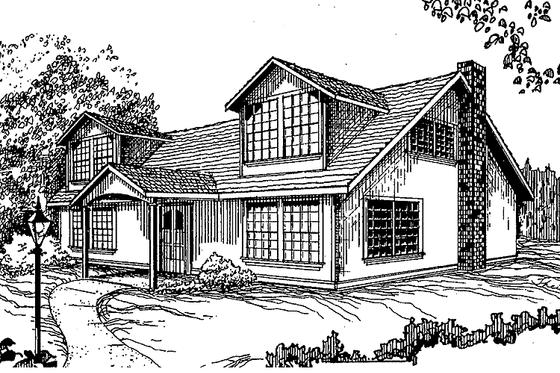 Exterior - Front Elevation 3 for Contemporary House Plan #60-751 - 3 bed, 1.5 bath
