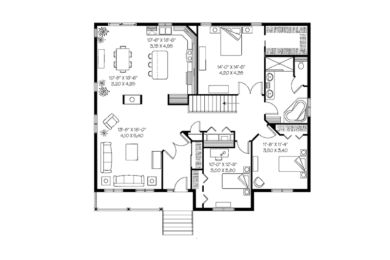Home Plan - Floor Plan - Main Floor for Country House Plan #23-2400 - 3 bed, 1 bath