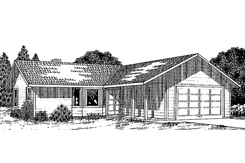 Architectural House Design - Exterior - Front Elevation 3 for Country House Plan #60-874 - 3 bed, 2 bath