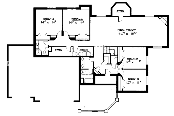 House Plan Design - Traditional Floor Plan - Lower Floor Plan #308-286