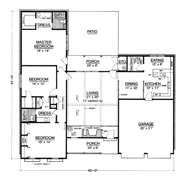 House Plan Design - Country Floor Plan - Main Floor Plan #45-495