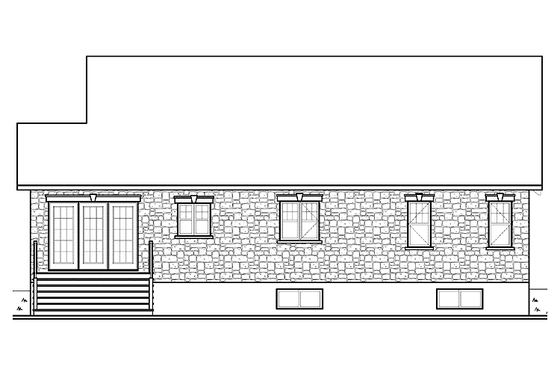Exterior - Rear Elevation for European House Plan #23-2535 - 2 bed, 1 bath