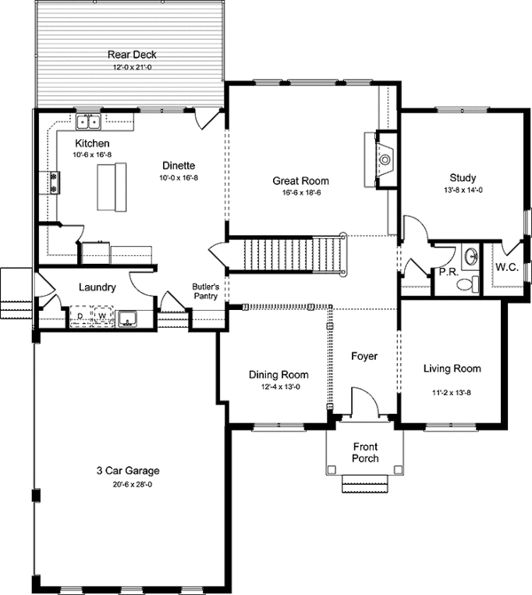 House Design - Country Floor Plan - Main Floor Plan #994-28