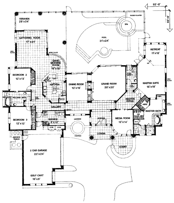 House Design - Mediterranean Floor Plan - Main Floor Plan #1007-46