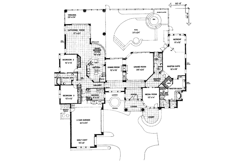 Home Plan - Floor Plan - Main Floor for Mediterranean House Plan #1007-46 - 3 bed, 3 bath