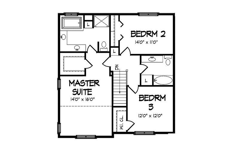 Architectural House Design - Floor Plan - Upper Floor for Country House Plan #320-1040 - 3 bed, 2.5 bath