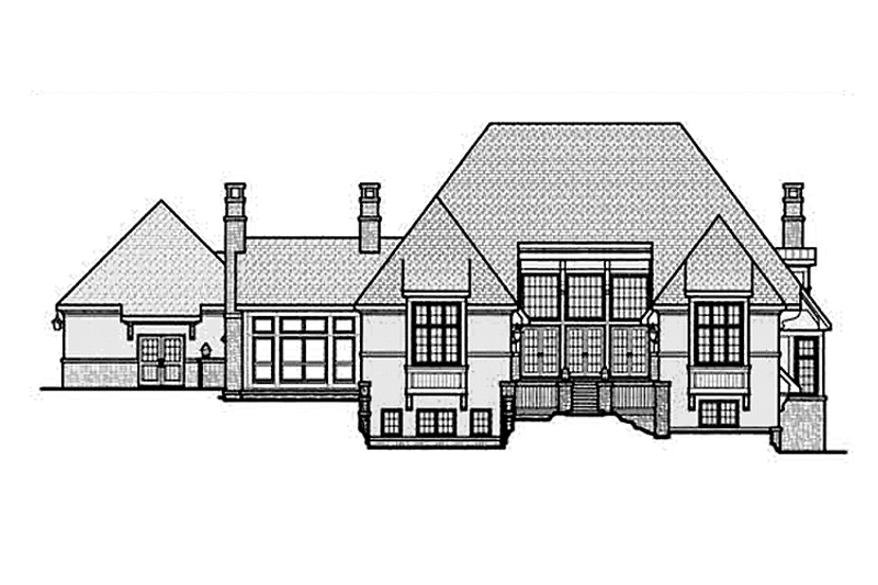 Home Plan - Exterior - Rear Elevation 2 for European House Plan #928-29 - 3 bed, 3 bath