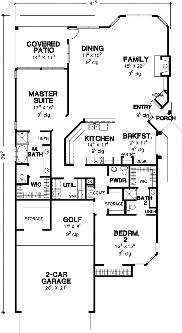 House Plan Design - Mediterranean Floor Plan - Main Floor Plan #472-75
