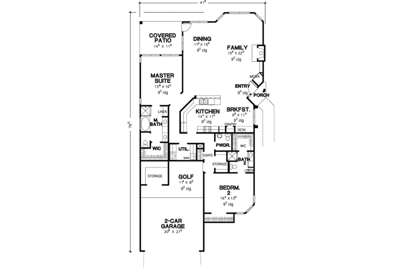 Home Plan - Floor Plan - Main Floor for Mediterranean House Plan #472-75 - 2 bed, 2.5 bath