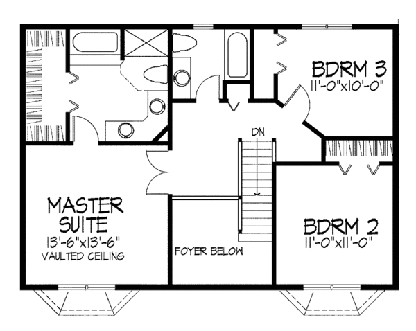 Architectural House Design - Colonial Floor Plan - Upper Floor Plan #51-709