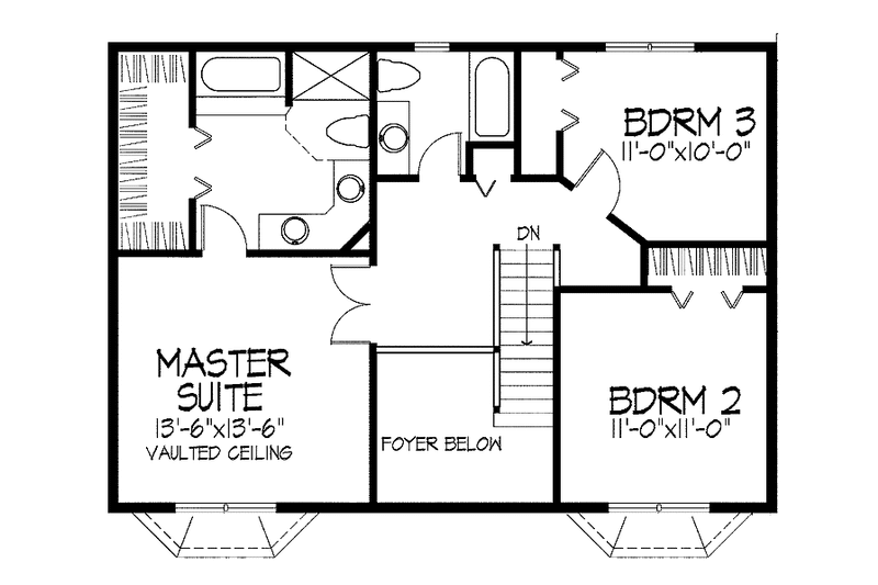 Home Plan - Floor Plan - Upper Floor for Colonial House Plan #51-709 - 3 bed, 2.5 bath