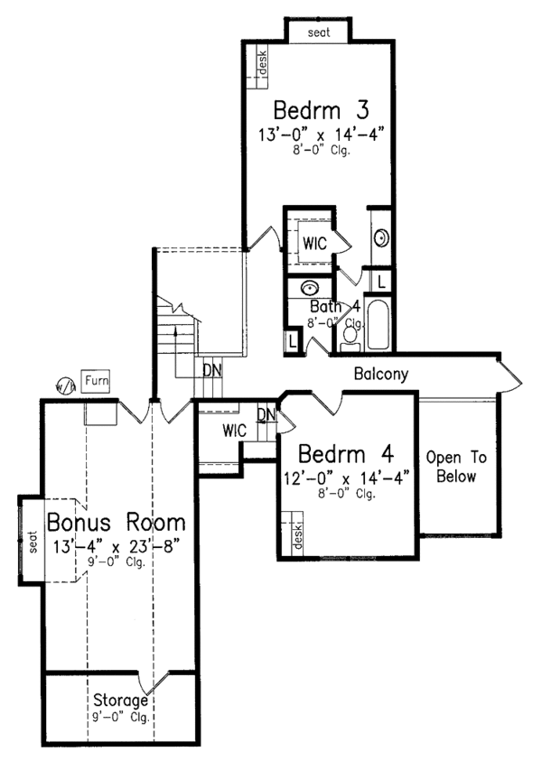 House Design - Traditional Floor Plan - Upper Floor Plan #52-272