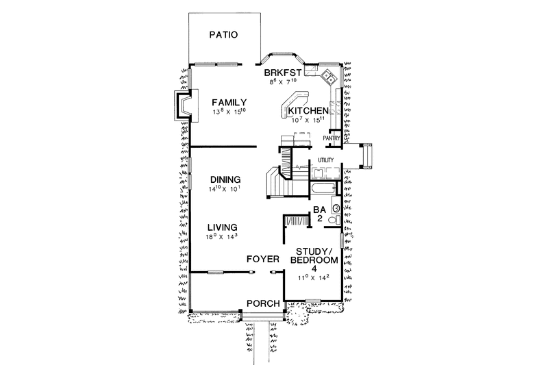 House Blueprint - Floor Plan - Main Floor for Country House Plan #472-177 - 5 bed, 3 bath