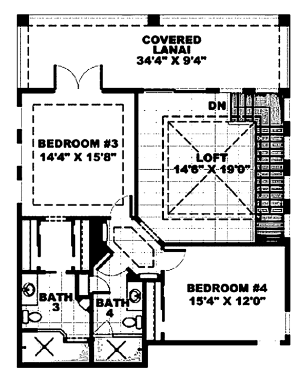 House Blueprint - Mediterranean Floor Plan - Upper Floor Plan #1017-38
