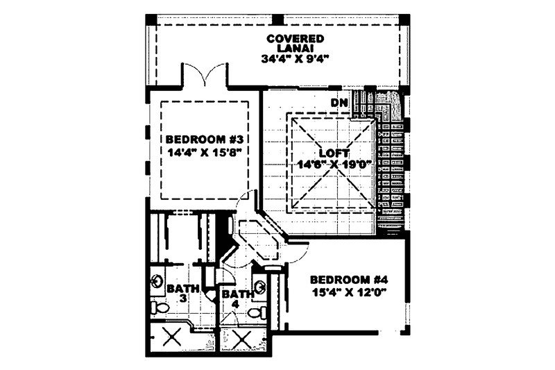 Dream House Plan - Floor Plan - Upper Floor for Mediterranean House Plan #1017-38 - 4 bed, 4.5 bath