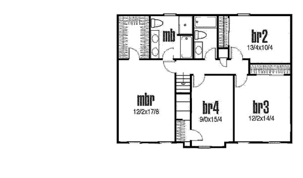 House Blueprint - Traditional Floor Plan - Upper Floor Plan #435-15