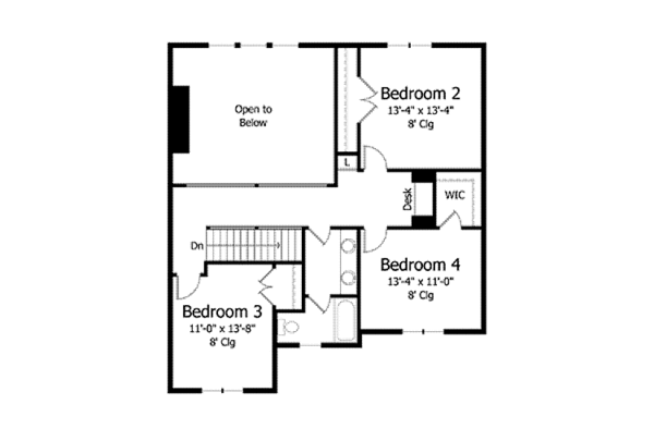 House Design - Colonial Floor Plan - Upper Floor Plan #51-1017