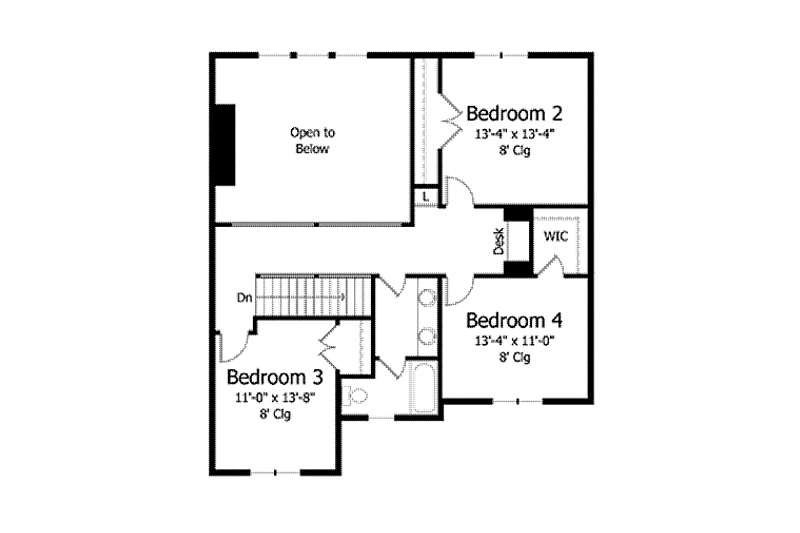 Home Plan - Floor Plan - Upper Floor for Colonial House Plan #51-1017 - 4 bed, 2.5 bath