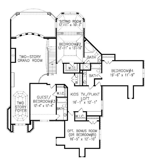 Home Plan - European Floor Plan - Upper Floor Plan #54-328